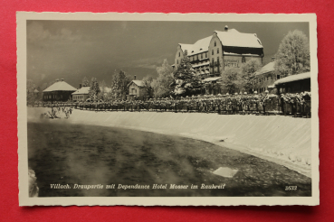 AK Villach / 1930-1940 / Draupartie mit Dependance Hotel Mosser im Rauhreif / Schnee / Kärnten